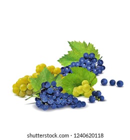 Fresh, nutritious, tasty grapes. Delicious and healthy dessert. Elements for label design. Vector illustration. Fruits ingredients in triangulation technique. Grapes low poly. 