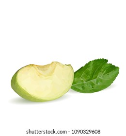 Fresh, nutritious and tasty green apples. Symbols of fruits. Elements for label design. Vector illustration. Fruits ingredients in triangulation technique. Apples low poly.