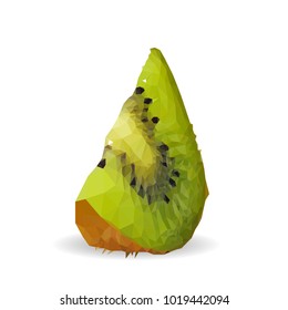 Fresh, nutritious and tasty kiwi. Symbols of fruits. Elements for label design. Vector illustration. Fruits ingredients in triangulation technique. Kiwi low poly.