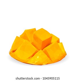 Fresh, nutritious and tasty mango. Symbols of fruits. Elements for label design. Vector illustration. Fruits ingredients in triangulation technique. Mango low poly.