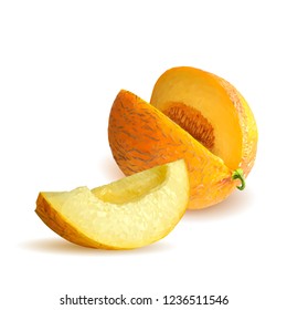 Fresh, nutritious and tasty melon. Melon low poly.