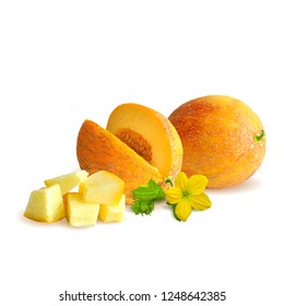 Fresh, nutritious and tasty melon. Symbols of berries. Elements for label design. Vector illustration. Berries ingredients in triangulation technique. 