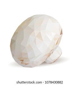 Fresh, nutritious, tasty mushrooms. Elements for pizza design. Vector illustration. Mushrooms ingredients in triangulation technique. Champignons with parsley low poly.