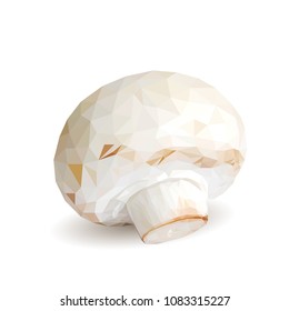 Fresh, nutritious, tasty mushrooms. Elements for pizza design. Vector illustration. Mushrooms ingredients in triangulation technique. Champignons low poly.