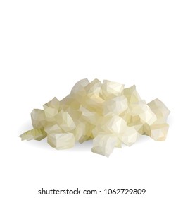 Fresh, nutritious, tasty onion. Vector illustration. Vegetables ingredients in triangulation technique. Onion low poly.