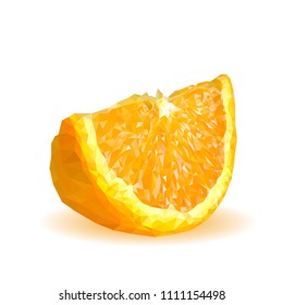 Fresh, nutritious, tasty orange. Vector illustration. Fruits ingredients in triangulation technique. Orange low poly.
