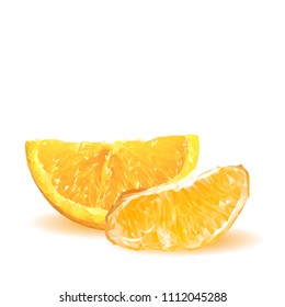 Fresh, nutritious, tasty orange. Vector illustration. Fruits ingredients in triangulation technique. Orange low poly.