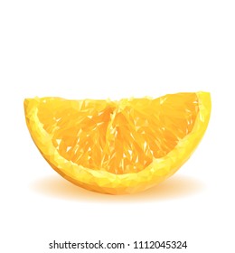Fresh, nutritious, tasty orange. Vector illustration. Fruits ingredients in triangulation technique. Orange low poly.