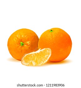 Fresh, nutritious, tasty orange. Vector illustration. Fruits ingredients in triangulation technique. Orange low poly.