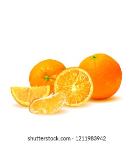 Fresh, nutritious, tasty orange. Vector illustration. Fruits ingredients in triangulation technique. Orange low poly.