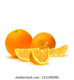 Fresh, nutritious, tasty orange. Vector illustration. Fruits ingredients in triangulation technique. Orange low poly.
