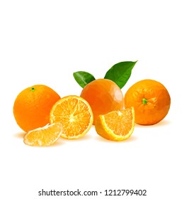 Fresh, nutritious, tasty orange. Vector illustration. Fruits ingredients in triangulation technique. Orange low poly.