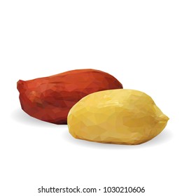 Fresh, nutritious, tasty peanut. Nuts ingredients in triangulation technique. Vector illustration. Nuts ingredients in triangulation technique. Peanut low poly