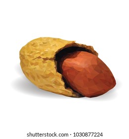 Fresh, nutritious, tasty peanut. Nuts ingredients in triangulation technique. Vector illustration. Nuts ingredients in triangulation technique. Peanut low poly