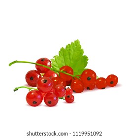 Fresh, nutritious and tasty red currant. Symbols of berries. Elements for label design. Vector illustration. Berries ingredients in triangulation technique. Red currant low poly.