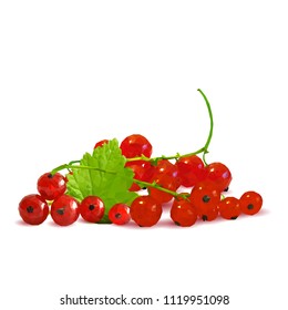 Fresh, nutritious and tasty red currant. Symbols of berries. Elements for label design. Vector illustration. Berries ingredients in triangulation technique. Red currant low poly.