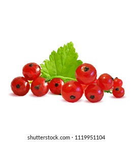 Fresh, nutritious and tasty red currant. Symbols of berries. Elements for label design. Vector illustration. Berries ingredients in triangulation technique. Red currant low poly.