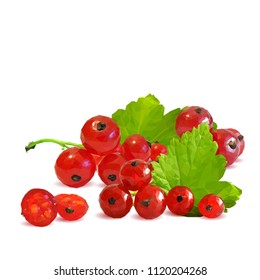 Fresh, nutritious and tasty red currant. Symbols of berries. Elements for label design. Vector illustration. Berries ingredients in triangulation technique. Red currant low poly.