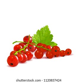 Fresh, nutritious and tasty red currant. Symbols of berries. Elements for label design. Vector illustration. Berries ingredients in triangulation technique. Red currant low poly.