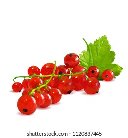 Fresh, nutritious and tasty red currant. Symbols of berries. Elements for label design. Vector illustration. Berries ingredients in triangulation technique. Red currant low poly.