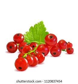 Fresh, nutritious and tasty red currant. Symbols of berries. Elements for label design. Vector illustration. Berries ingredients in triangulation technique. Red currant low poly.