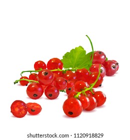 Fresh, nutritious and tasty red currant. Symbols of berries. Elements for label design. Vector illustration. Berries ingredients in triangulation technique. Red currant low poly.