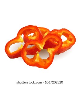 Fresh, nutritious, tasty red pepper. Vector illustration. Vegetables ingredients in triangulation technique. Pepper low poly.