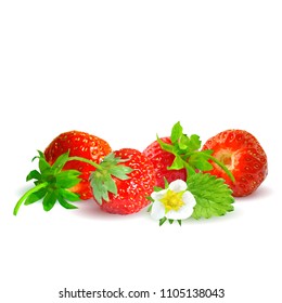 Fresh, nutritious and tasty strawberries. Bloom of strawberries. Elements for label design. Vector illustration. Berries ingredients in triangulation technique. Strawberries low poly.