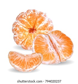 Fresh, nutritious and tasty tangerines. Symbols of fruits. Elements for label design. Vector illustration. Fruits ingredients in triangulation technique. Tangerines low poly.