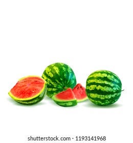 Fresh, nutritious and tasty watermelon. Symbols of berries. Elements for label design. Vector illustration. Berries ingredients in triangulation technique. Watermelon low poly.