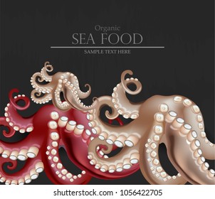 Fresh octopus Vector realistic. 3d detailed illustrations