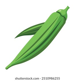 Arte Okra Fresca, Vetor, Ícone e Gráfico, Design de Ilustração de Vegetais Plano no Fundo Branco