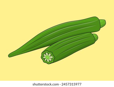 Fresh Okra Pods in Vector Design