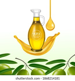 The fresh Olive oil elegant vector illustration.