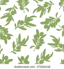 Fresh olives hand drawn background. Decorative wallpaper, good for printing. Colorful seamless pattern with olive branches. Illustration vector