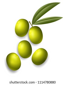 Fresh Olives on White Background illustration