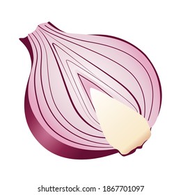 fresh onion half vegetable healthy icon vector illustration design