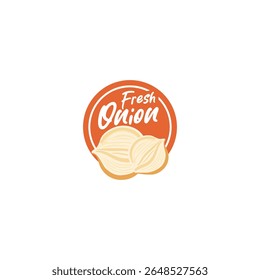 Ilustración vectorial de etiqueta de cebolla fresca