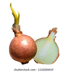 Fresh onion polygonal realistic vector illustration