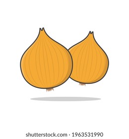 Fresh Onion Vector Icon Illustration. Vegetable Onion Flat Icon