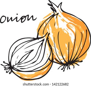 Fresh Onion Whole & Sliced Vector Illustration
