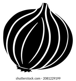 Fresh onions. Chopped onion. Ingredient for dishes. Silhouette. Vector illustration for design and decoration.