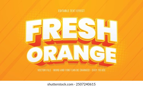 Fresh orange 3d text effect, juice text style effect