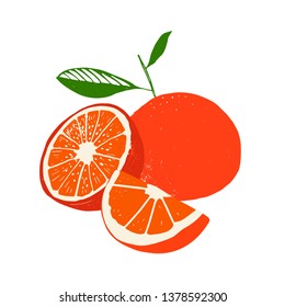 Fresh orange background. Hand drawn overlapping backdrop. Colorful wallpaper vector.  pattern with citrus fruits collection. Decorative illustration, good for printing