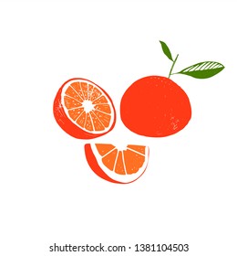 Fresh orange background. Hand drawn overlapping backdrop. Colorful wallpaper vector. Seamless pattern with citrus fruits collection. Decorative illustration, good for printing