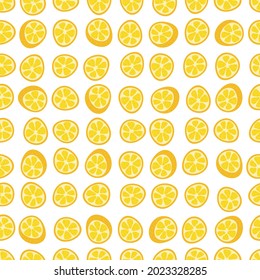 Fresh orange background, hand drawn icons. Doodle wallpaper vector. Colorful seamless pattern with fresh fruits collection. Decorative illustration, good for printing