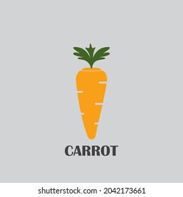 Fresh orange carrot with green leaves, health food, vector icon