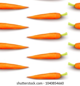 Fresh orange carrot seamless pattern isolated on white background