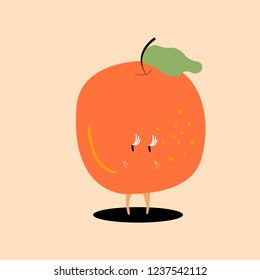 Vector de personaje de caricatura naranja fresco