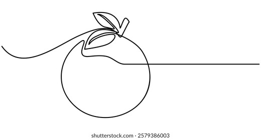 Fresh Orange Continuous Line Editable Stroke Line, Orange Vector Line Icon - Simple Thin Line Icon, Premium Quality Design Element, orange fruit